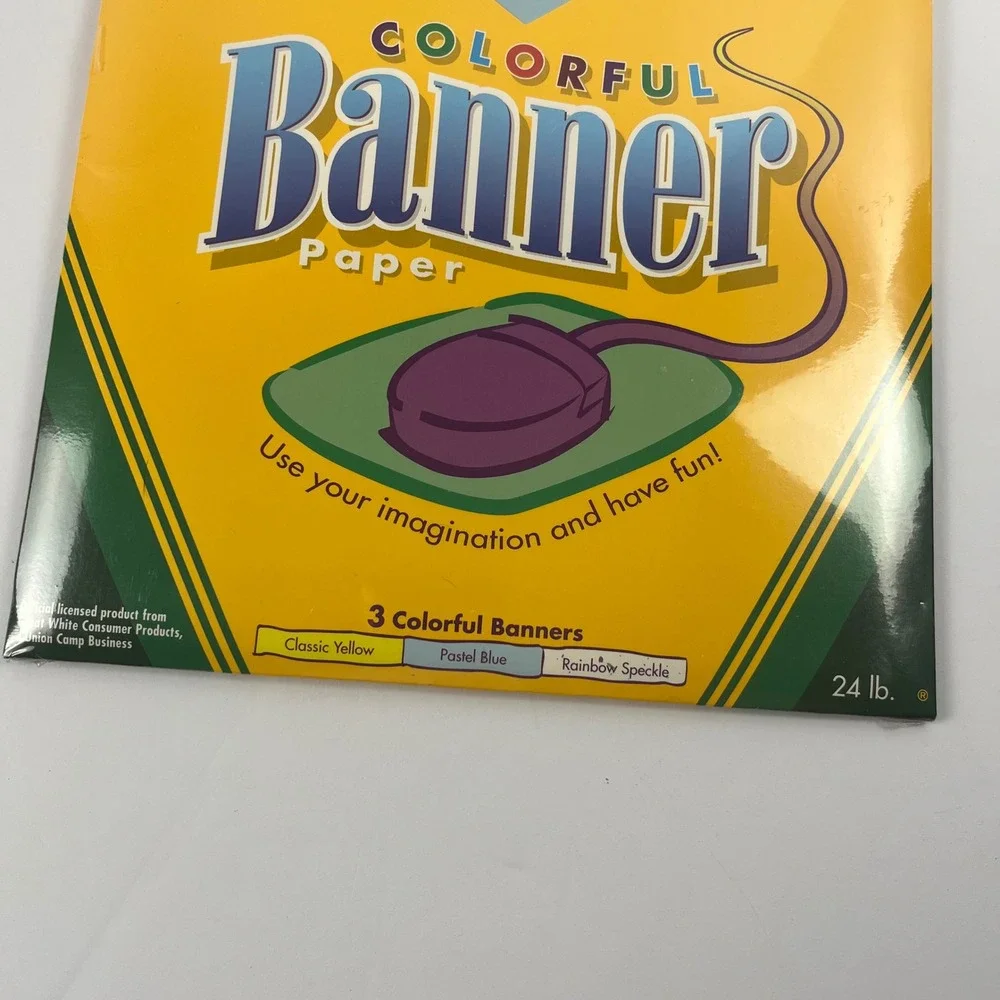 Crayola Colorful Banner Paper 3 Pack Yellow Blue Rainbow Speckle 11ft Each 85090 - Picture 3 of 5